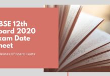 CBSE 12th Board 2020 Exam Date Sheet