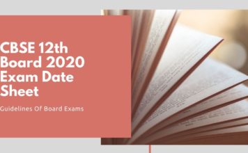 CBSE 12th Board 2020 Exam Date Sheet